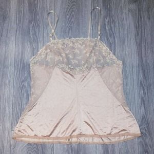Vintage Jenelle Of California Lingerie Tan Beige Lace Camisole 100%nylon